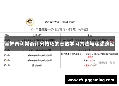 掌握普利希奇评分技巧的高效学习方法与实践路径